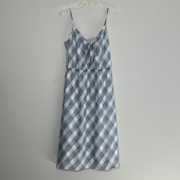 Joie Abiah Plaid Midi Dress 100% Silk Adjustable Spaghetti Straps Size L - Picture 10 of 11